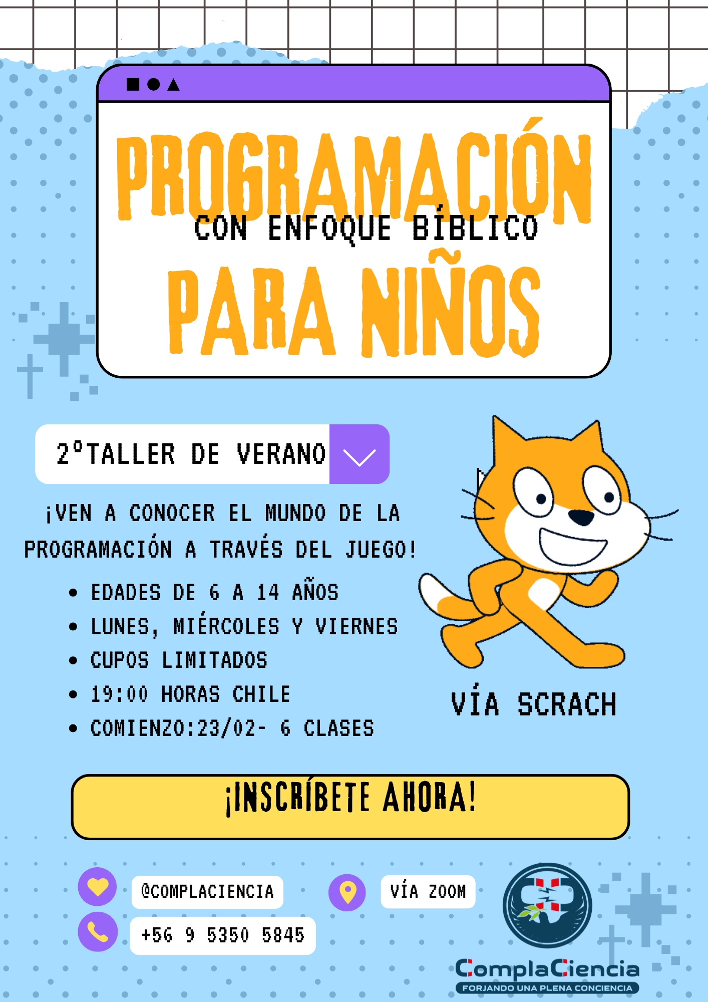 Flyer Vertical Taller De Robótica y Programación Moderno Celeste